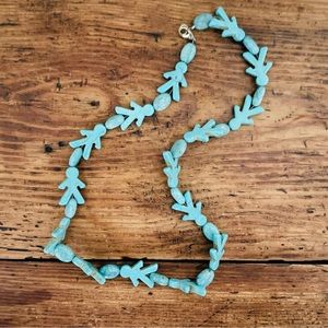Blue Stone Carved Necklace - People